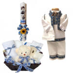  Set botez traditional baietel, tusou botez, lumanare si costum national baiat, Denikos® 738 NIK5167 (NIK5167)