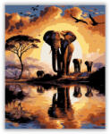  Naplementei Elefántok a Folyóparton - számfestő készlet