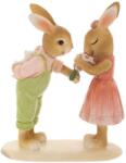 Iliadis Alexandros Figurina Cuplu iepurasi cu flori 11 cm x 5 cm x 14 cm (85416)