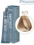 Pro.co Vopsea de par profesionala - cu amoniac - PRO. COLOR - PROCO - 100 ml - 9 7 BLOND SUPER DESCHIS BEJ (P9/7)