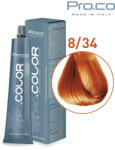 Pro.co Vopsea de par profesionala - cu amoniac - PRO. COLOR - PROCO - 100 ml - 8 34 BLOND DESCHIS AURIU ARAMIU (P8/34)