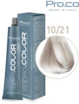 Pro.co Vopsea de par profesionala - cu amoniac - PRO. COLOR - PROCO - 100 ml - 10 21 BLOND EXTRA DESCHIS IRISE CENUSIU (P10/21)