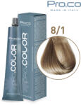 Pro.co Vopsea de par profesionala - cu amoniac - PRO. COLOR - PROCO - 100 ml - 8 1 BLOND DESCHIS CENUSIU (P8/1)