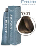Pro.co Vopsea de par profesionala - cu amoniac - PRO. COLOR - PROCO - 100 ml - 7 01 BLOND NATURAL CENUSIU (P7/01)