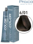 Pro.co Vopsea de par profesionala - cu amoniac - PRO. COLOR - PROCO - 100 ml - 6 01 BLOND INCHIS CENUSIU (P6/01)