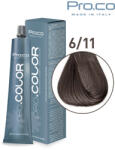 Pro.co Vopsea de par profesionala - cu amoniac - PRO. COLOR - PROCO - 100 ml - 6 11 BLOND INCHIS CENUSIU INTENS (P6/11)