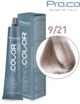 Pro.co Vopsea de par profesionala - cu amoniac - PRO. COLOR - PROCO - 100 ml - 9 21 BLOND SUPER DESCHIS IRISE CENUSIU (P9/21)