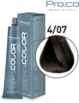 Pro.co Vopsea de par profesionala - cu amoniac - PRO. COLOR - PROCO - 100 ml - 4 07 CASTANIU NATURAL TUTUN (P4/07)