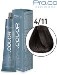 Pro.co Vopsea de par profesionala - cu amoniac - PRO. COLOR - PROCO - 100 ml - 4 11 CASTANIU NATURAL CENUSIU INTENS (P4/11)