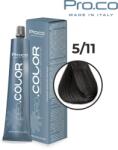 Pro.co Vopsea de par profesionala - cu amoniac - PRO. COLOR - PROCO - 100 ml - 5 11 CASTANIU DESCHIS CENUSIU INTENS (P5/11)
