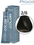 Pro.co Vopsea de par profesionala - cu amoniac - PRO. COLOR - PROCO - 100 ml - 2 0 MARO INCHIS (P2/0)