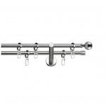 SN Deco Group Galerie metalică Ball, Ø 19mm, 400 cm, dublă nichel cu consolă plată Suport draperie