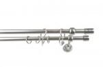 Sn Deco Group Galerie dubla metalica Tub 25mm cu 25mm, nichel satinat, 240 cm, prindere perete, KIT COMPLET Suport draperie