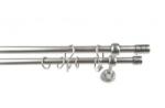 Sn Deco Group Galerie dubla metalica Tub 25mm cu 19mm, nichel satinat, 200 cm, prindere tavan, KIT COMPLET Suport draperie