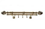 Sn Deco Group Galerie dubla metalica Ghinda 25mm cu 25mm, bronz antic, 120 cm, prindere perete, KIT COMPLET Suport draperie