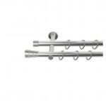 Sn Deco Group Galerie dubla metalica Con Briliant 19mm, nichel satinat, 120 cm, prindere perete, KIT COMPLET Suport draperie