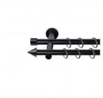 SN Deco Group Galerie metalică Con, Ø 16mm, 100 cm, dublă neagră cu consolă plată Suport draperie