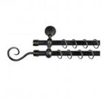 Sn Deco Group Galerie dubla metalica Carlig 16mm, negru auriu, 200 cm, prindere perete - KIT COMPLET Suport draperie