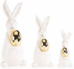 Decorer Set 3 figurine Iepurasi Paste 9x9.5x21.5 cm, 7.5x7.5x16.5 cm, 5.5x5.5x12 cm (A72.13.11)