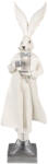 Clayre & Eef Figurina Iepuras Paste Boy polirasina alba argintie 14x12x47 cm (6PR4049)