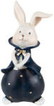 Clayre & Eef Figurina Iepuras Paste Boy polirasina albastra alba 9x8x21 cm (6PR3613)