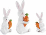 Decorer Set 3 figurine Iepurasi Paste portelan 11.5x9.5x21 cm, 8.5x7.5x16 cm, 7.5x6x13 cm (A72.13.99)