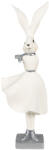 Clayre & Eef Figurina Iepuras Paste Girl polirasina alba argintie 13x11x37 cm (6PR4048)