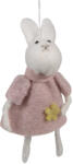 Clayre & Eef Set 3 Iepurasi decorativi Paste textil roz alb 6x3x13 cm (65362)