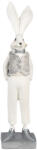 Clayre & Eef Figurina Iepuras Paste Boy polirasina alba argintie 9x13x36 cm (6PR4047)