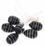 4-Home Set de 6 bucăți de ouă din lemn suspendate Stripy2, 8 x 4 cm