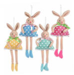 Decorer Set 4 figurine Iepurasi suspendabili din textil multicolor 14x34 cm (A56.29.41B)