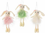 Decorer Set 3 figurine Iepurasi suspendabili din textil roz verde crem 6x14 cm (A16.10.99)