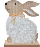 Clayre & Eef Figurina Iepuras Paste lemn maro textil alb 14x5x17 cm (65649)
