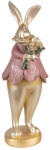 Clayre & Eef Figurina Iepuras Paste polirasina auriu roz 11x10x29 cm (6PR3626)