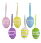 4-Home Set de ouă pictate manual cu fundiță, 6 buc, dungi