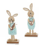 Decorer Set 2 figurine Iepurasi din lemn si textil albastru 13x5x32 cm (A51.44.16A)