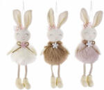 Decorer Set 3 figurine Iepurasi suspendabili din textil alb maro roz 6x5x19 cm (A16.08.54)