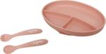 U-Grow Set farfurie cu lingurita si furculita silicon pentru bebelusi U-Grow, roz (UG-SET9PK) Set pentru masa bebelusi