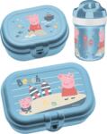 Koziol Cutii de prânz pentru copii cu sticlă de apă Waves to go Purcelușa Peppa albastre 3 el (8393639)