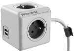 allocacoc Cablu de alimentare prelungire 230V, CEE7 (priza) - POWERCUBE, 3m, USB EXTENS, gri, POWERCUBE, 4 prize, incuietori pentru copii