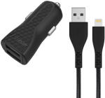 Energizer HardCase - Autós töltő 2x USB-A 17W 3.4A + MFi minősítésű Lightning kábel fekete (DC2CLLIM)