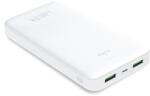 PURO White Fast Charger Power Bank - Power bank okostelefonokhoz és táblagépekhez 20000 mAh, 2xUSB-A + 1xUSB-C fehér (PWFCBB200P2WHI)
