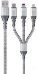 Wekome WDC-170 Raython sorozat - 3 az 1-ben USB-A - USB-C + Lightning + Micro USB 1, 2 m-es gyorstöltő PD-kábel ezüst (WK-WDC-170_SILVER)