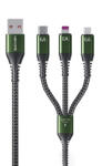 Wekome WDC-170 Raython sorozat - 3 az 1-ben USB-A - USB-C + Lightning + Micro USB 1, 2 m-es gyorstöltő PD-kábel fekete (WK-WDC-170_BLACK)