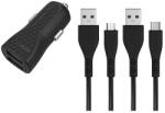 Energizer HardCase - Autós töltő 2x USB-A 2.4A + USB-C & Micro USB kábel fekete (DC2BLCMM)