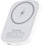 Crong MagSpot Power Bank - Vezeték nélküli ultravékony power bank MagSafe 5000mAh-val, USB-C 20W PD fehér (CRGMSPB5K1WHT)