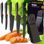 Fiskars 5 Db-os Késkészlet Fiskars Edge Blokkban Konyhai Kés Szett Fekete Éles Sláger (1003099)