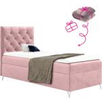 TEMPO KONDELA Boxspring ágy, 90x200, rózsaszín Velvet szövet, balos, GULIETTE + ajándék
