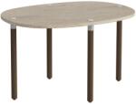 BOLIA Tuk 71, 5 x 52 cm-es, bézs színű kő dohányzóasztal sötét tölgyfa talppal (03-101-05_00003)