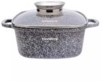 Klausberg Oală pătrată cu capac 20x20 cm, 2.8L - Klausberg KB 7528, antiaderentă marmură, pentru gătit rapid și sănătos, culoare gri